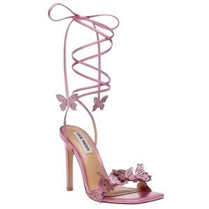 Steve Madden Utopia Metallic Butterfly Embellished Ankle Wrap Sandals 11